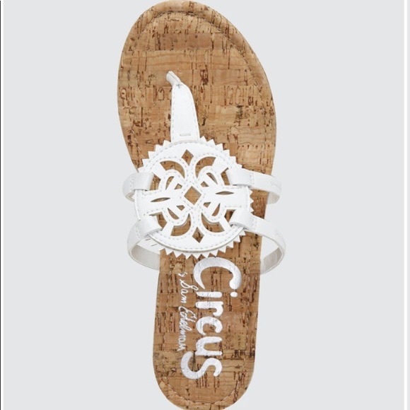 Circus by Sam Edelman Womens Rocky White Faux Leather Thong Wedges Shoes NWT - Picture 2 of 6